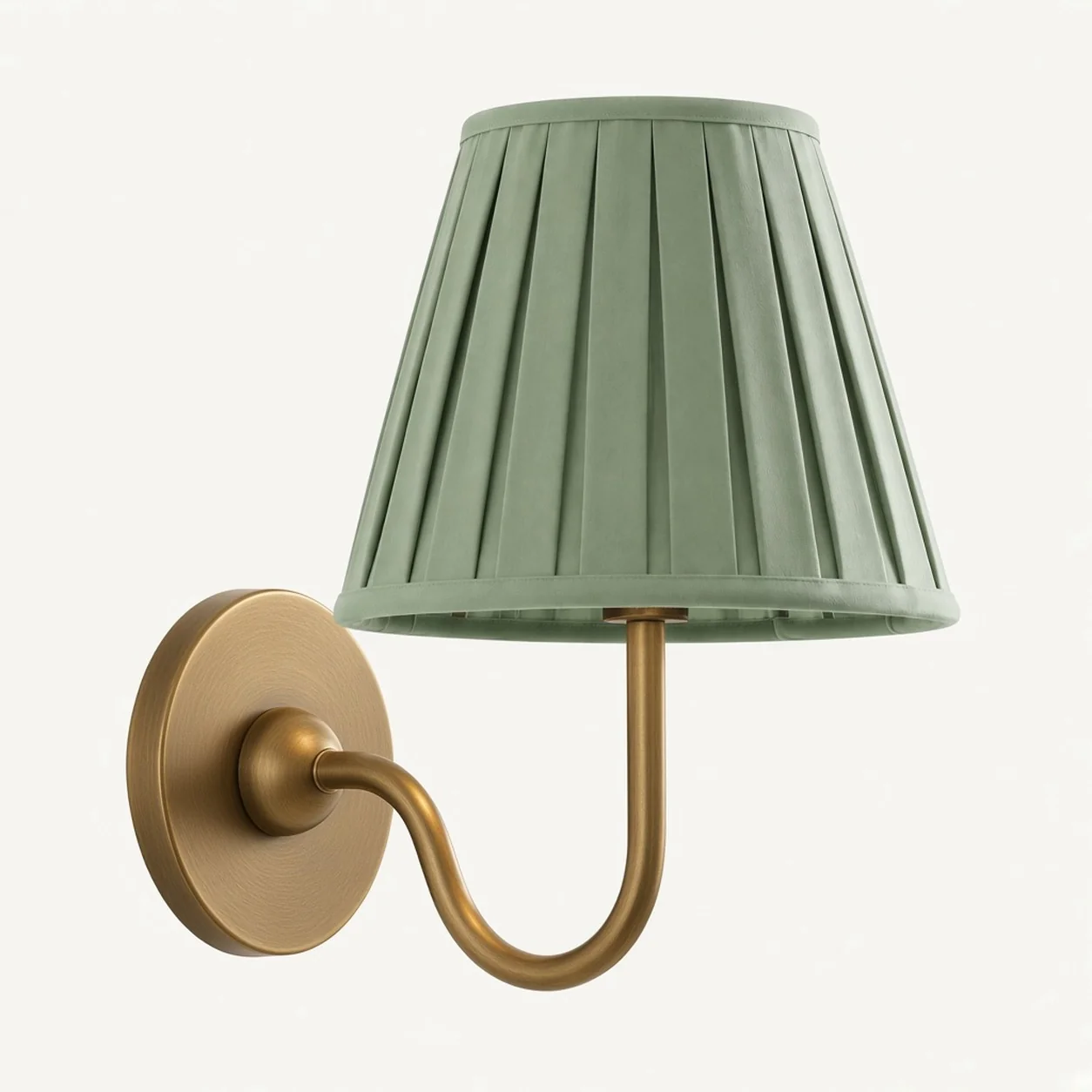 Luvora wall lamp 1 Head · 10 in / 25 cm · Tumbled Brass · Sage Green Pleated