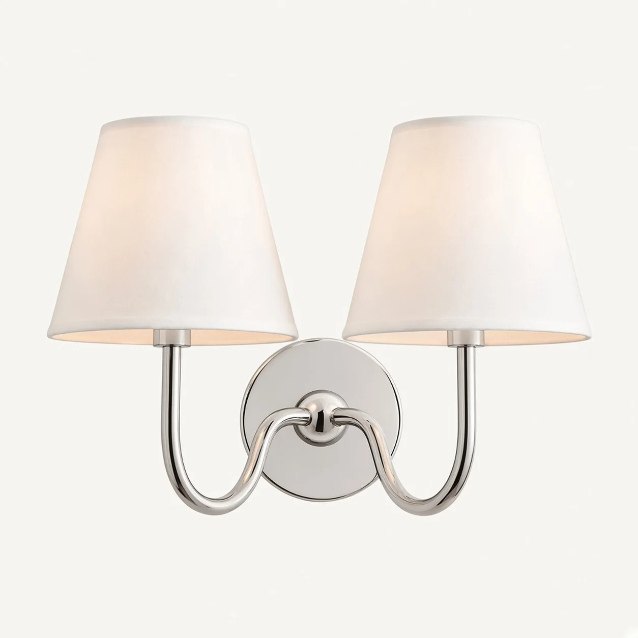 Luvora wall lamp 2 Heads · 16 in / 40 cm · Chrome · White Plain
