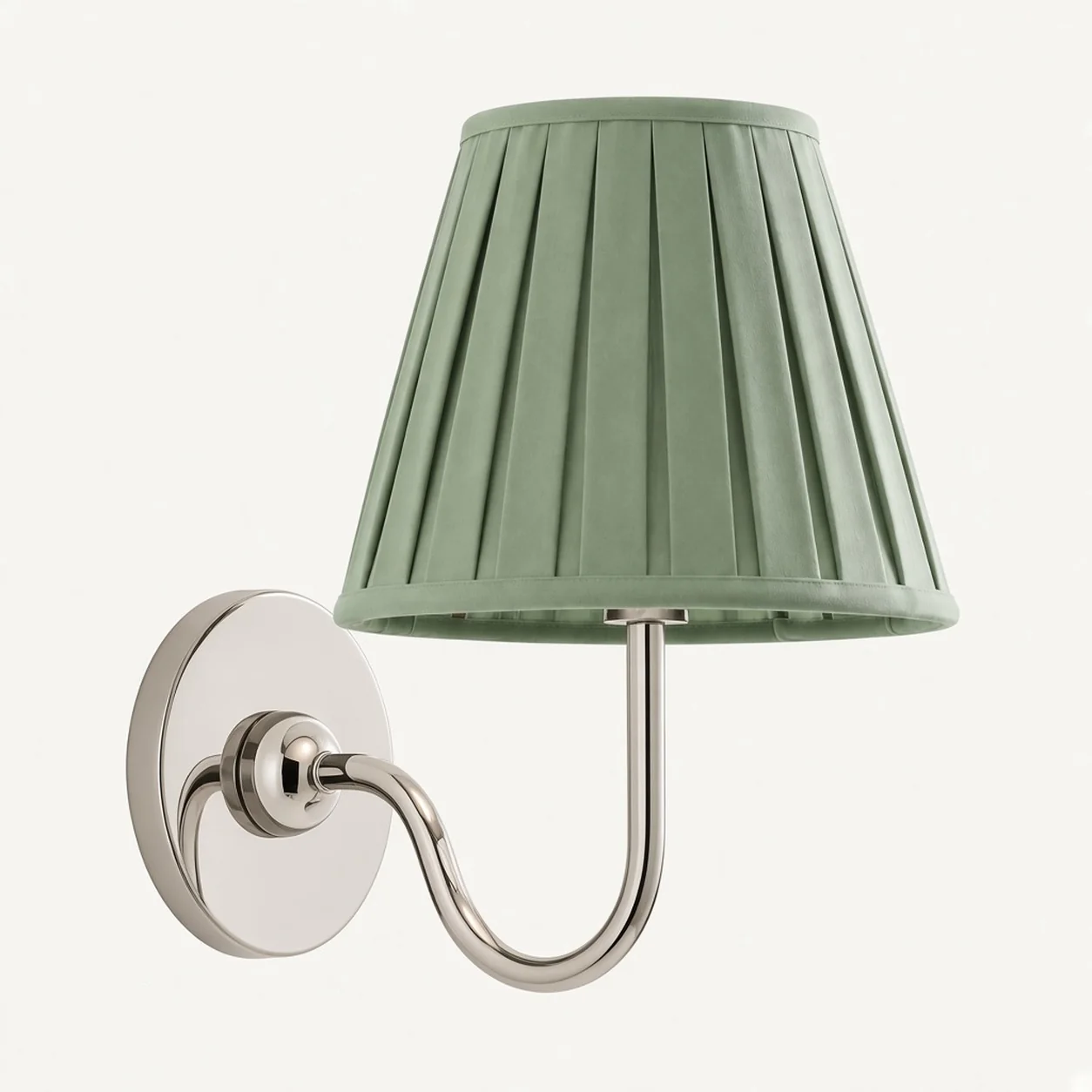 Luvora wall lamp 1 Head · 10 in / 25 cm · Chrome · Sage Green Pleated