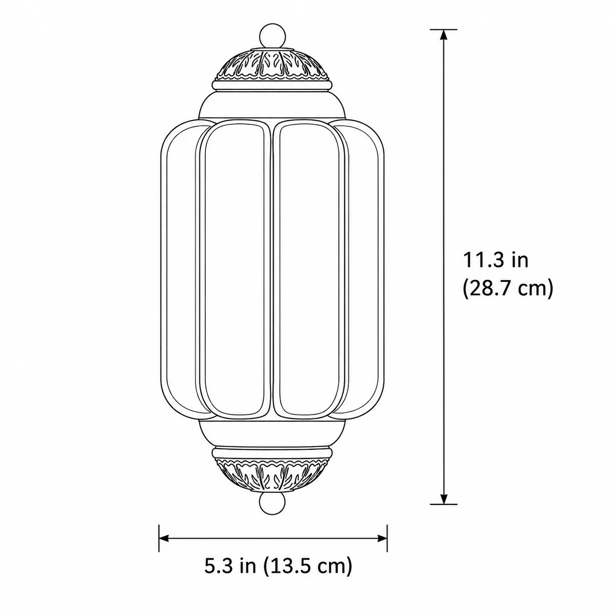 Eloise flush mount line drawing with dimensions