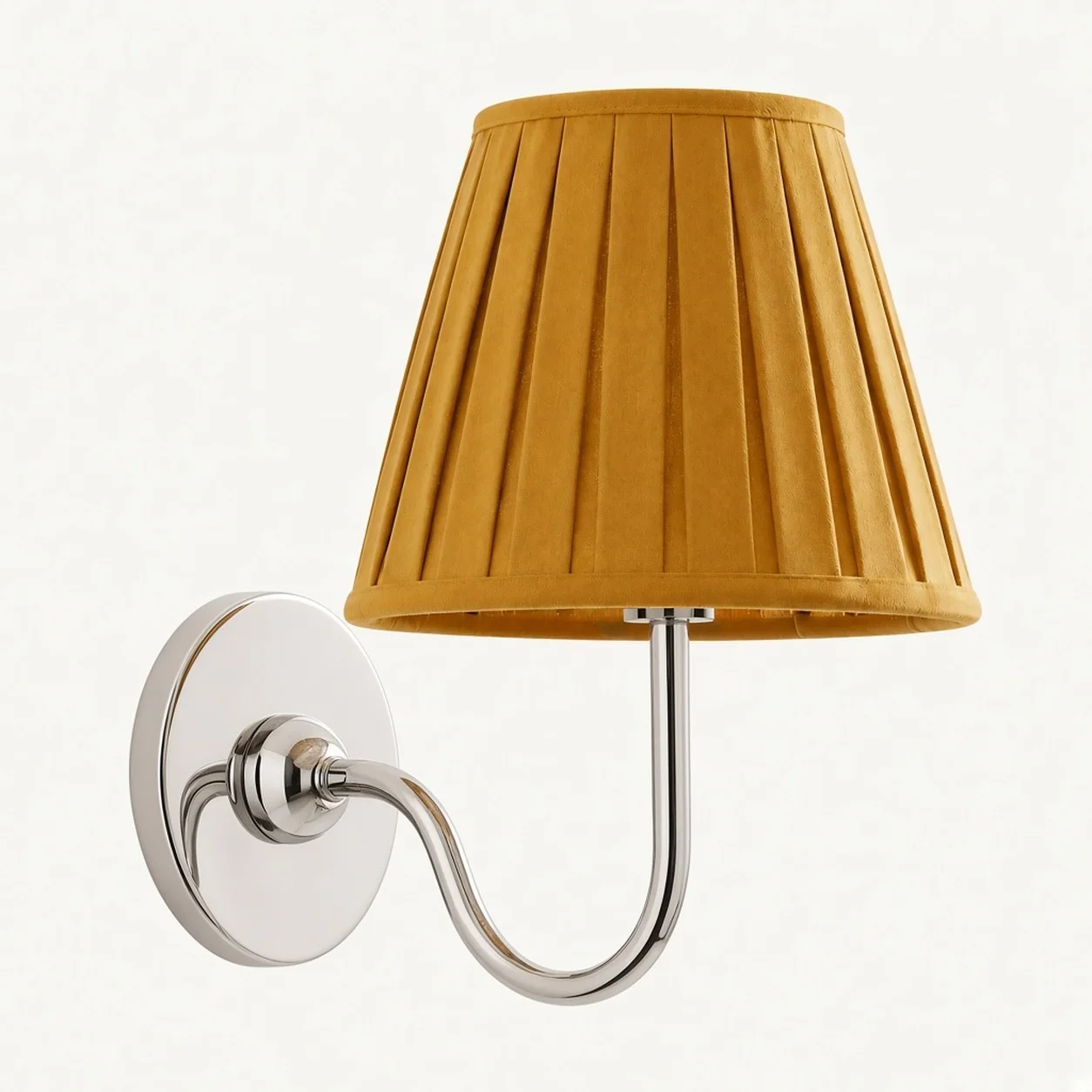 Luvora wall lamp 1 Head · 10 in / 25 cm · Chrome · Mustard Yellow Pleated