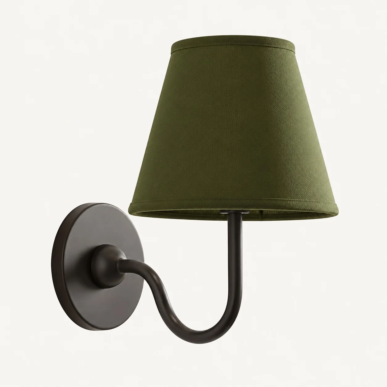 Luvora wall lamp 1 Head · 10 in / 25 cm · Matte Black · Green Plain