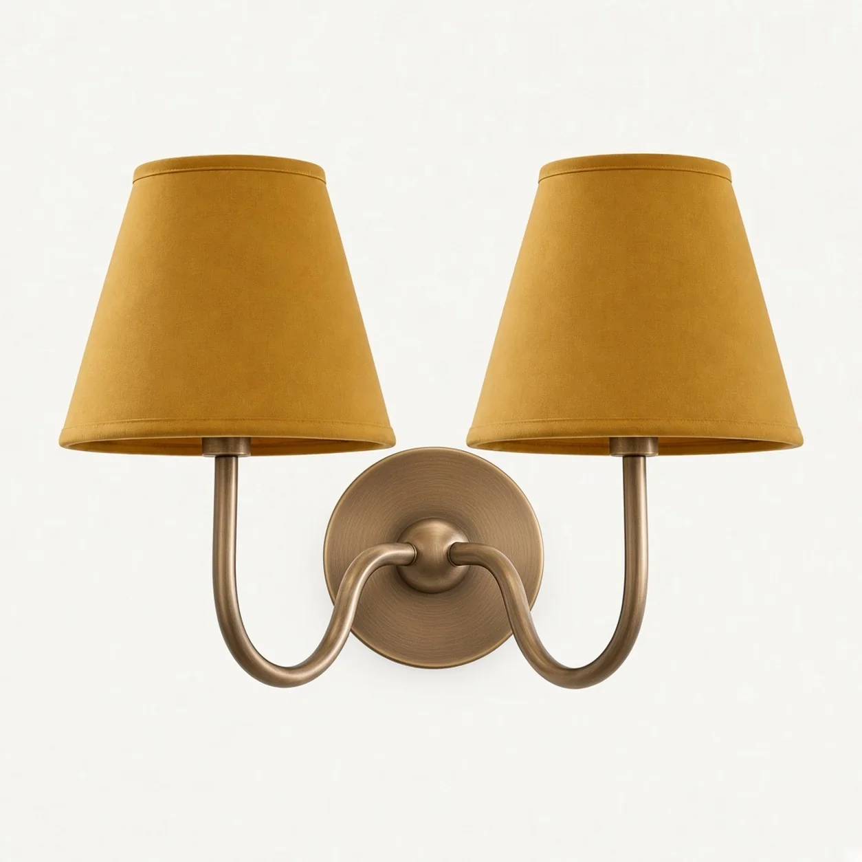 Luvora wall lamp 2 Heads · 16 in / 40 cm · Tumbled Brass · Mustard Yellow Plain