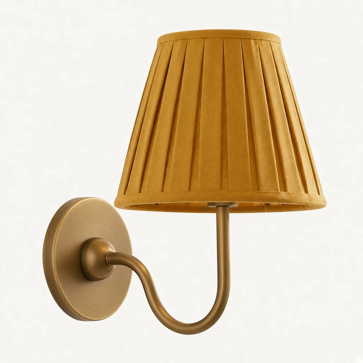 Luvora wall lamp 1 Head · 10 in / 25 cm · Tumbled Brass · Mustard Yellow Pleated