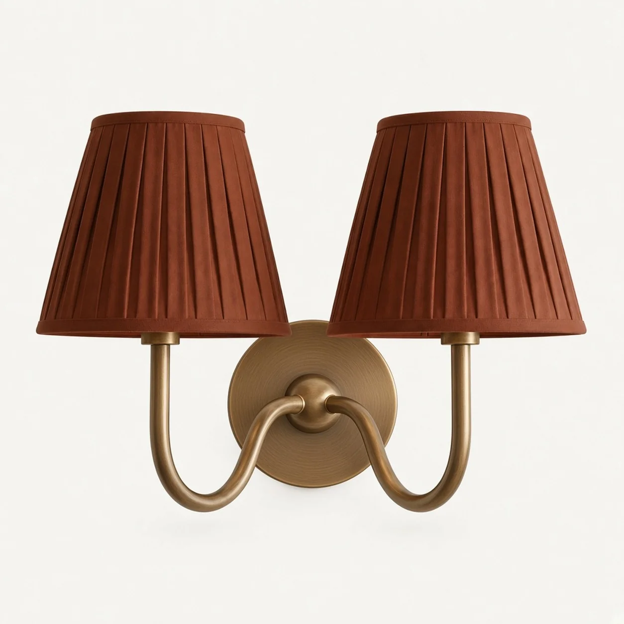 Luvora wall lamp 2 Heads · 16 in / 40 cm · Tumbled Brass · Red Pleated