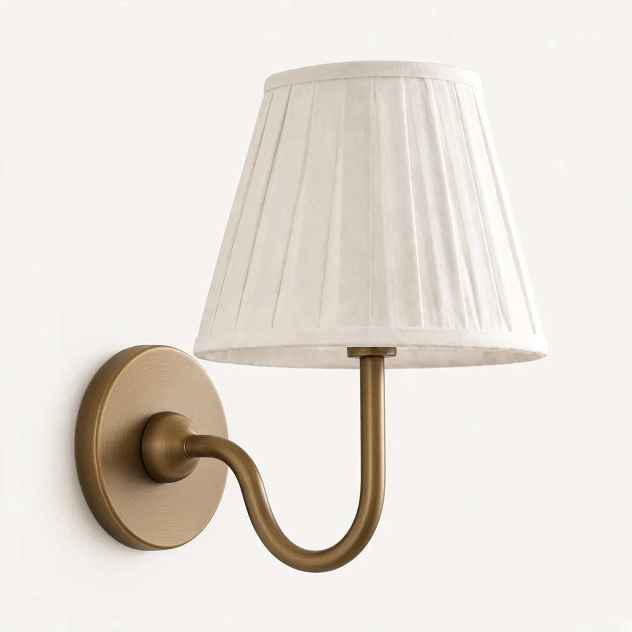 Luvora wall lamp 1 Head · 10 in / 25 cm · Tumbled Brass · White Pleated