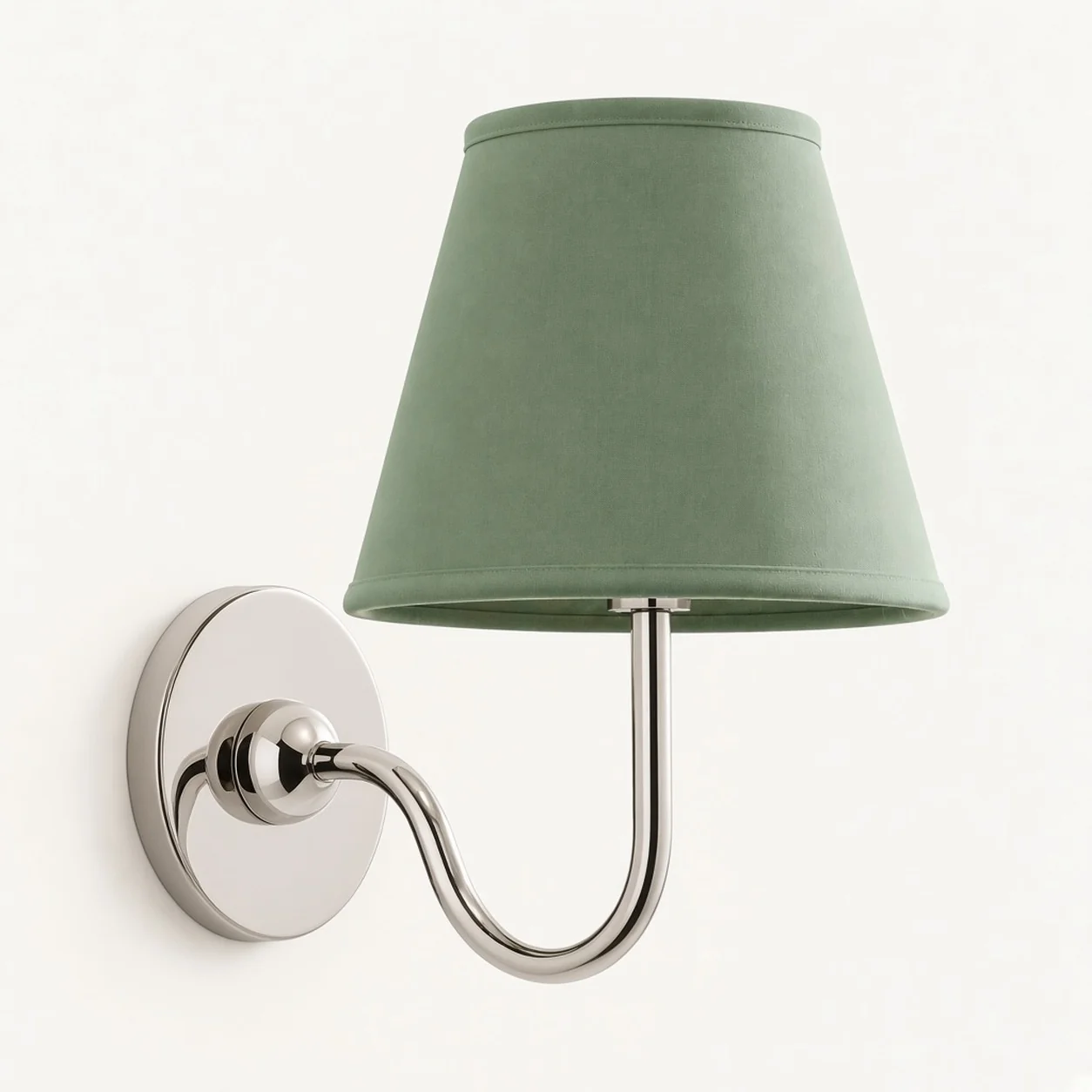 Luvora wall lamp 1 Head · 10 in / 25 cm · Chrome · Sage Green Plain