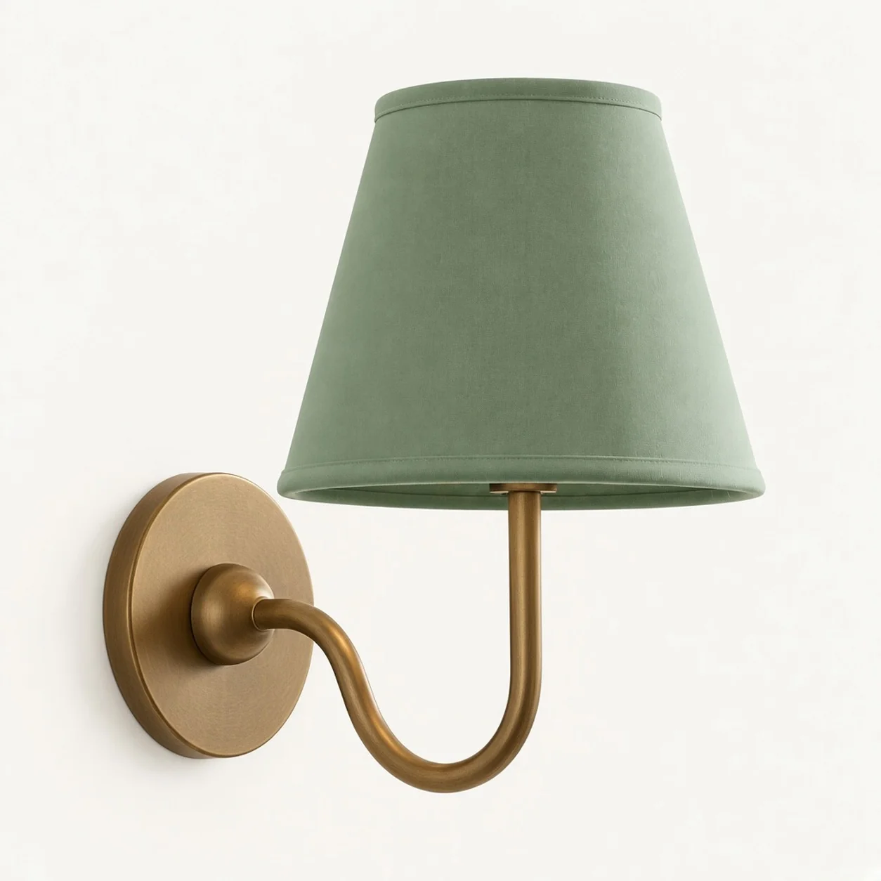Luvora wall lamp 1 Head · 10 in / 25 cm · Tumbled Brass · Sage Green Plain