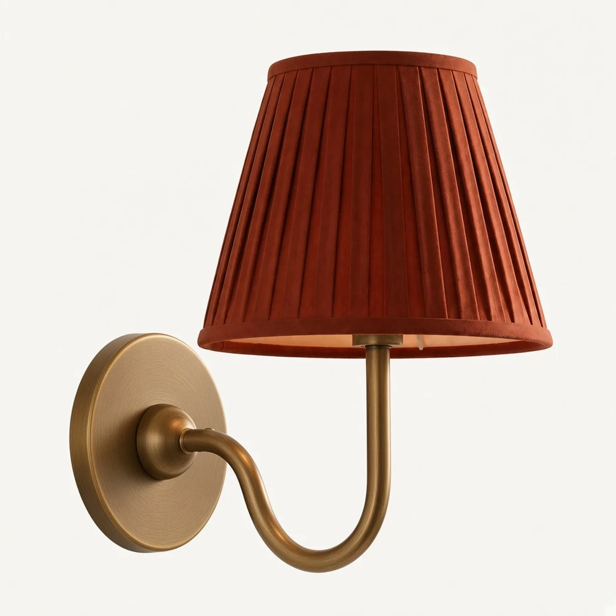 Luvora wall lamp 1 Head · 10 in / 25 cm · Tumbled Brass · Red Pleated