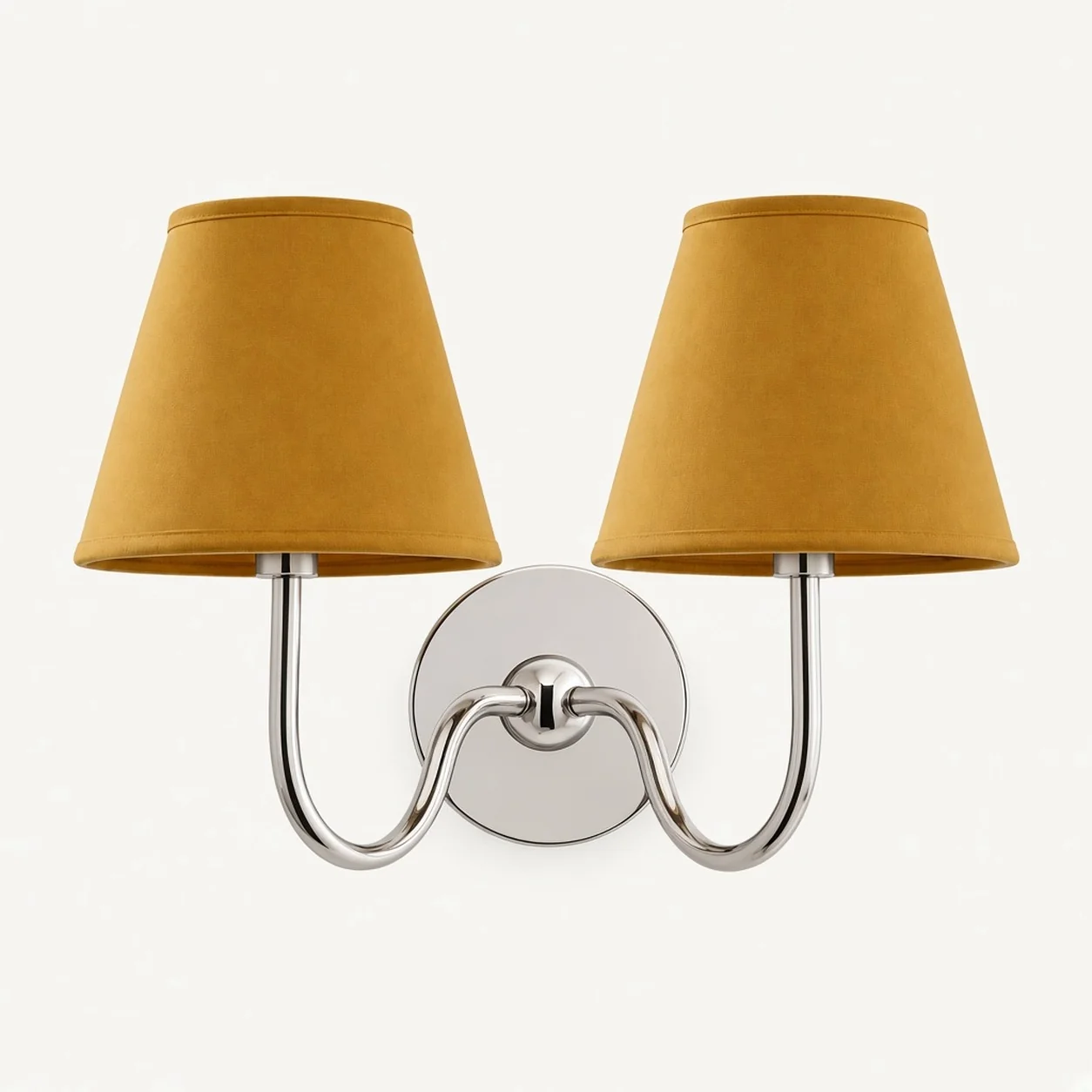 Luvora wall lamp 2 Heads · 16 in / 40 cm · Chrome · Mustard Yellow Plain