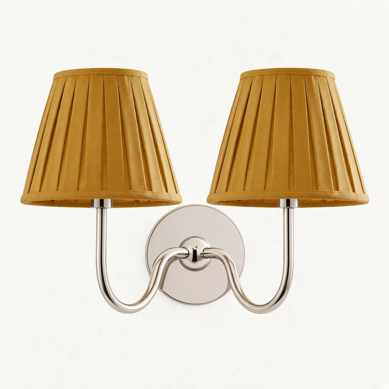 Luvora wall lamp 2 Heads · 16 in / 40 cm · Chrome · Mustard Yellow Pleated