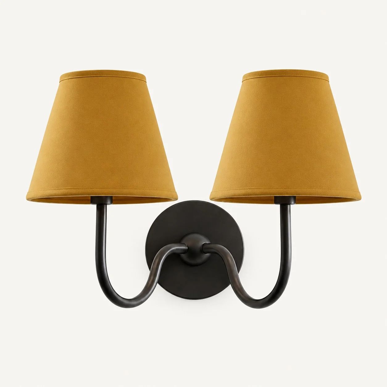 Luvora wall lamp 2 Heads · 16 in / 40 cm · Matte Black · Mustard Yellow Plain