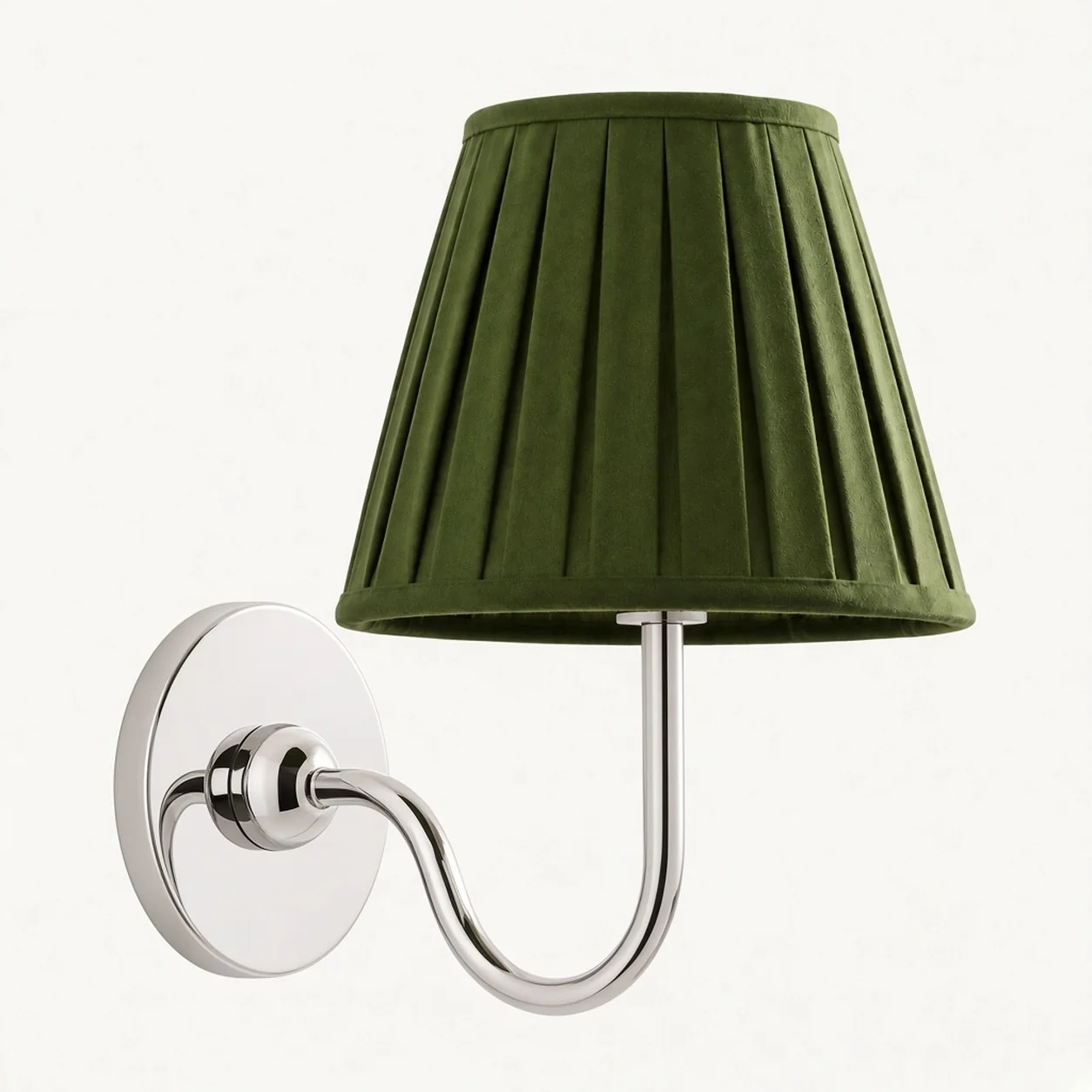 Luvora wall lamp 1 Head · 10 in / 25 cm · Chrome · Green Pleated