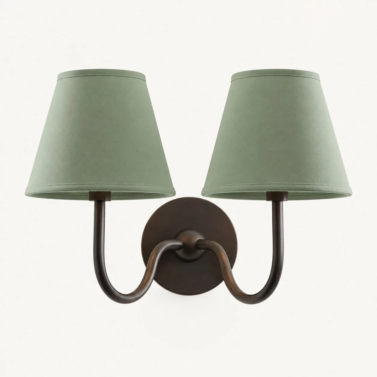Luvora wall lamp 2 Heads · 16 in / 40 cm · Matte Black · Sage Green Plain