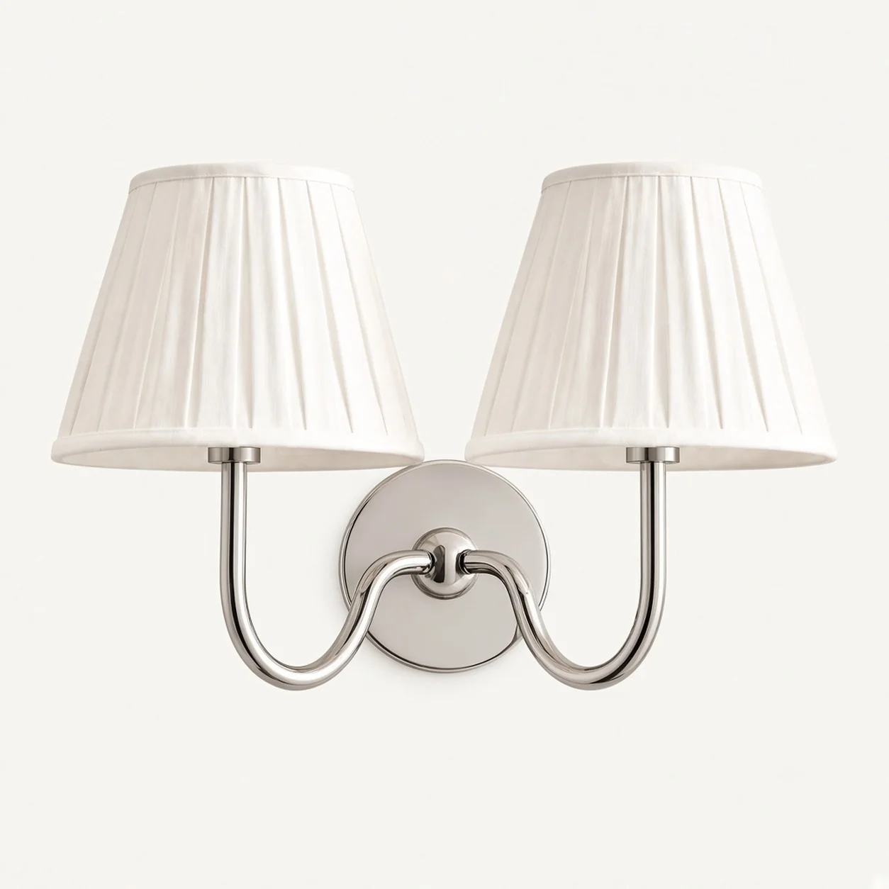 Luvora wall lamp 2 Heads · 16 in / 40 cm · Chrome · White Pleated