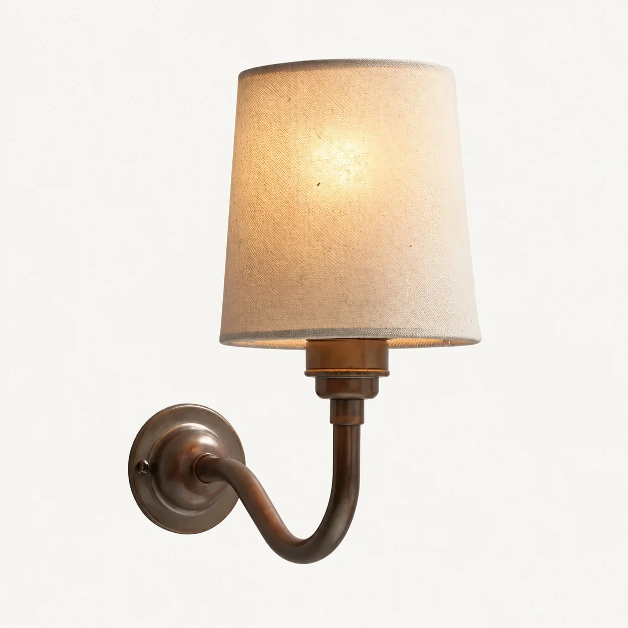 Solmire Fabric Wall Sconce — Vintage Linen Curved Arm for Bedroom — image 11