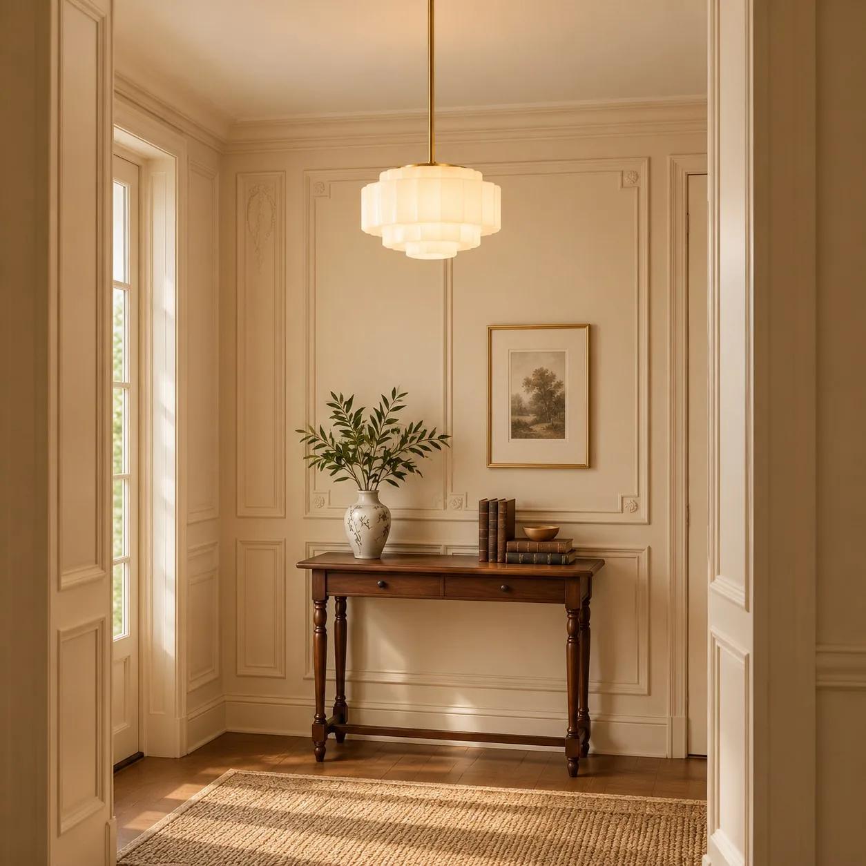 Cascira Antique Brass Tiered Glass Pendant Light — image 11