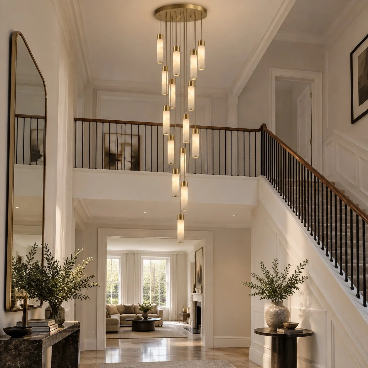 Sela Straight Alabaster Brass Pendant Light — image 20