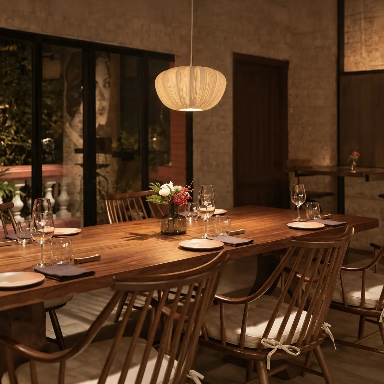 Linara Soft Linen Curved Frame Pendant Light — image 4
