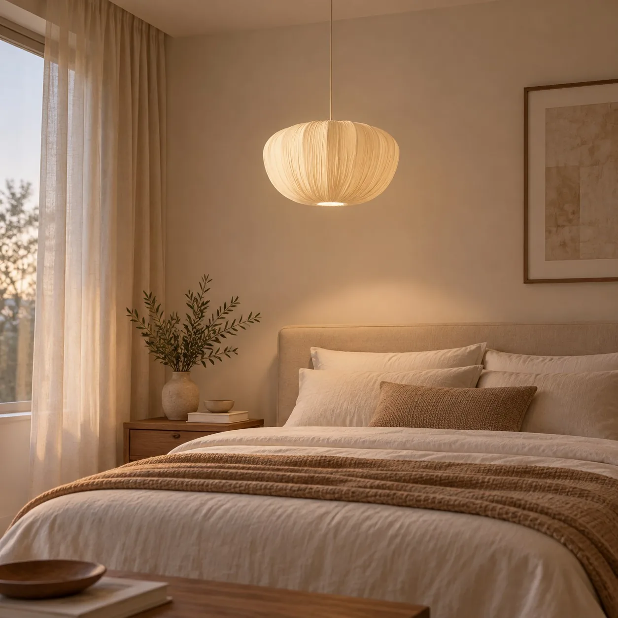 Linara Soft Linen Curved Frame Pendant Light — image 9