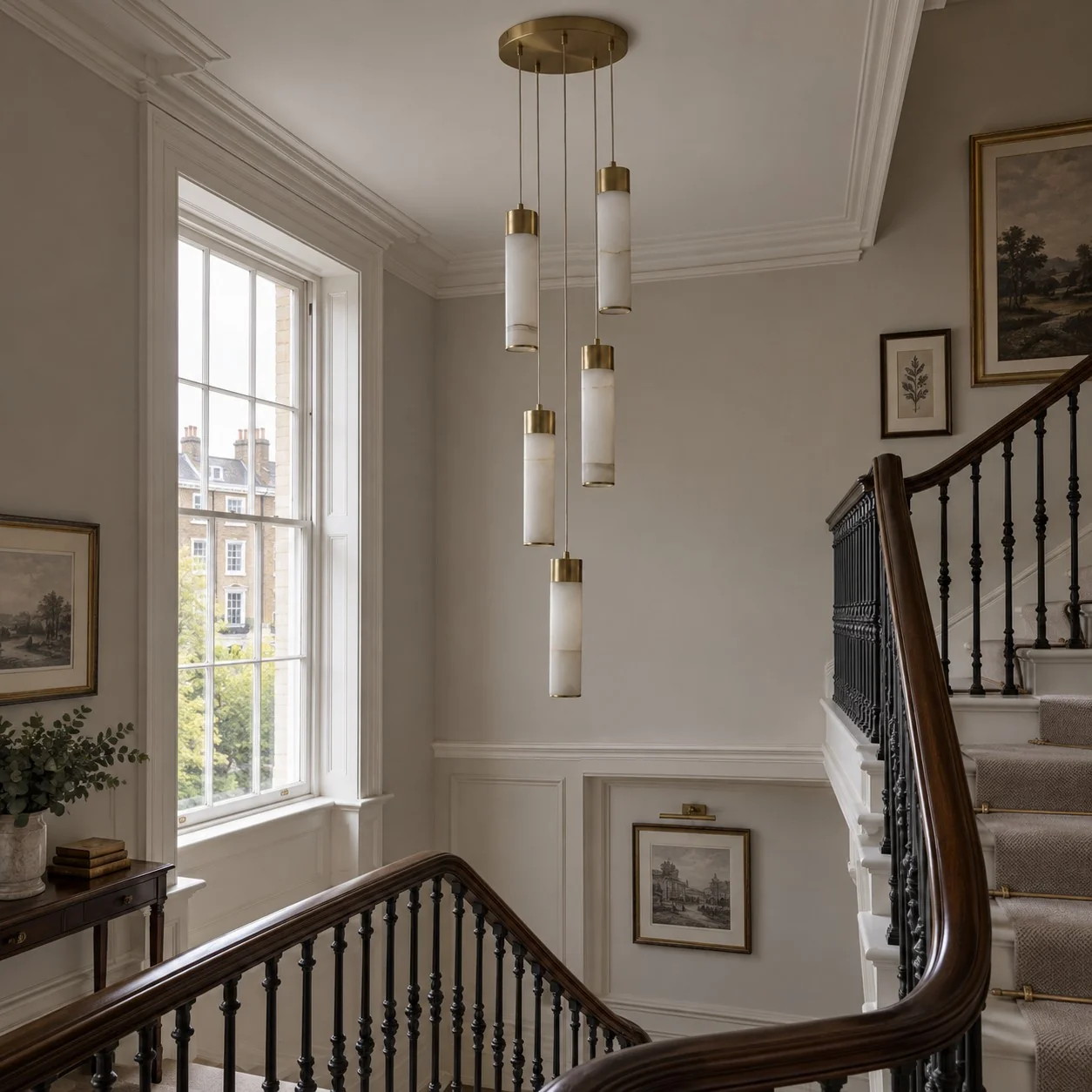 Sela Straight Alabaster Brass Pendant Light — image 15