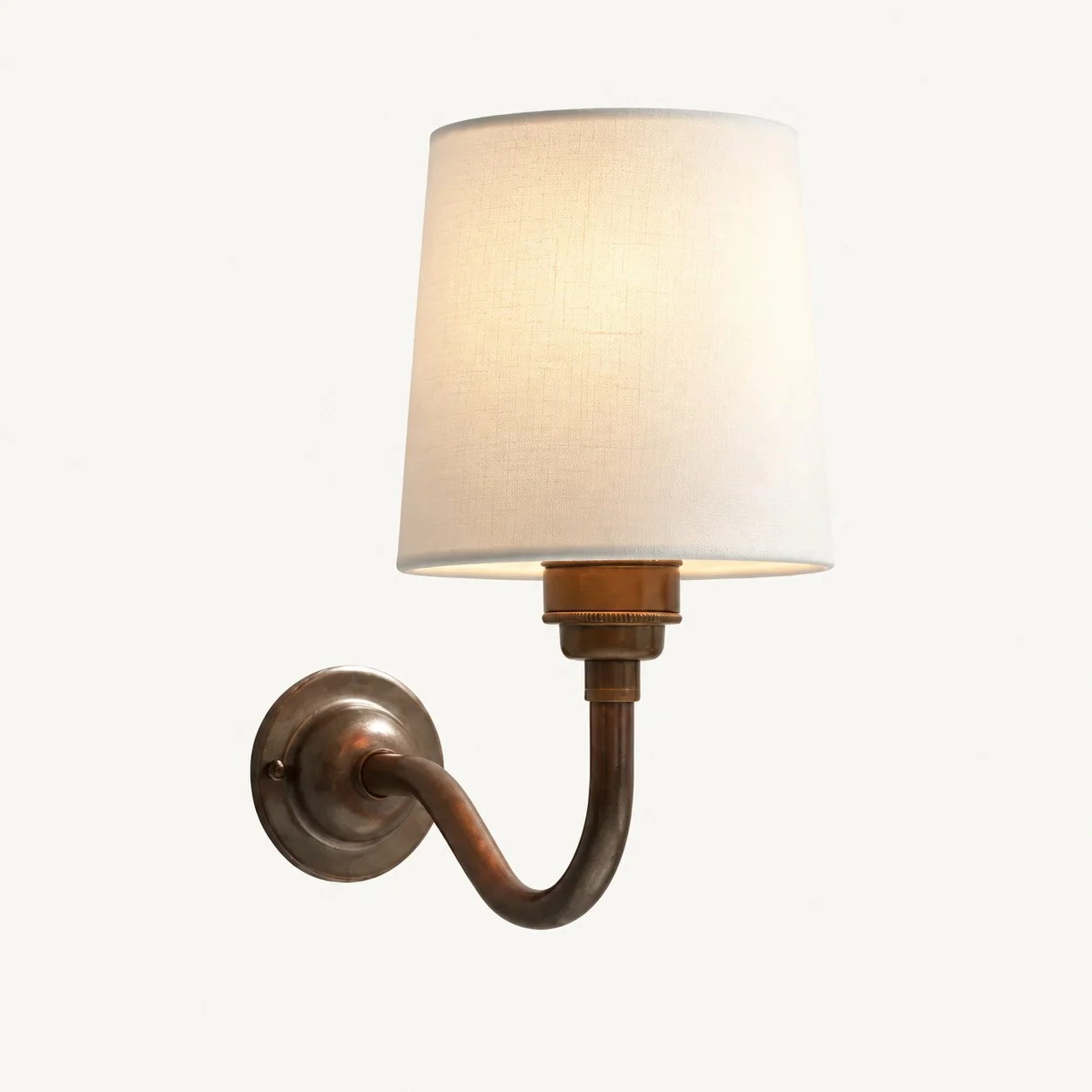 Solmire Fabric Wall Sconce — Vintage Linen Curved Arm for Bedroom — image 13