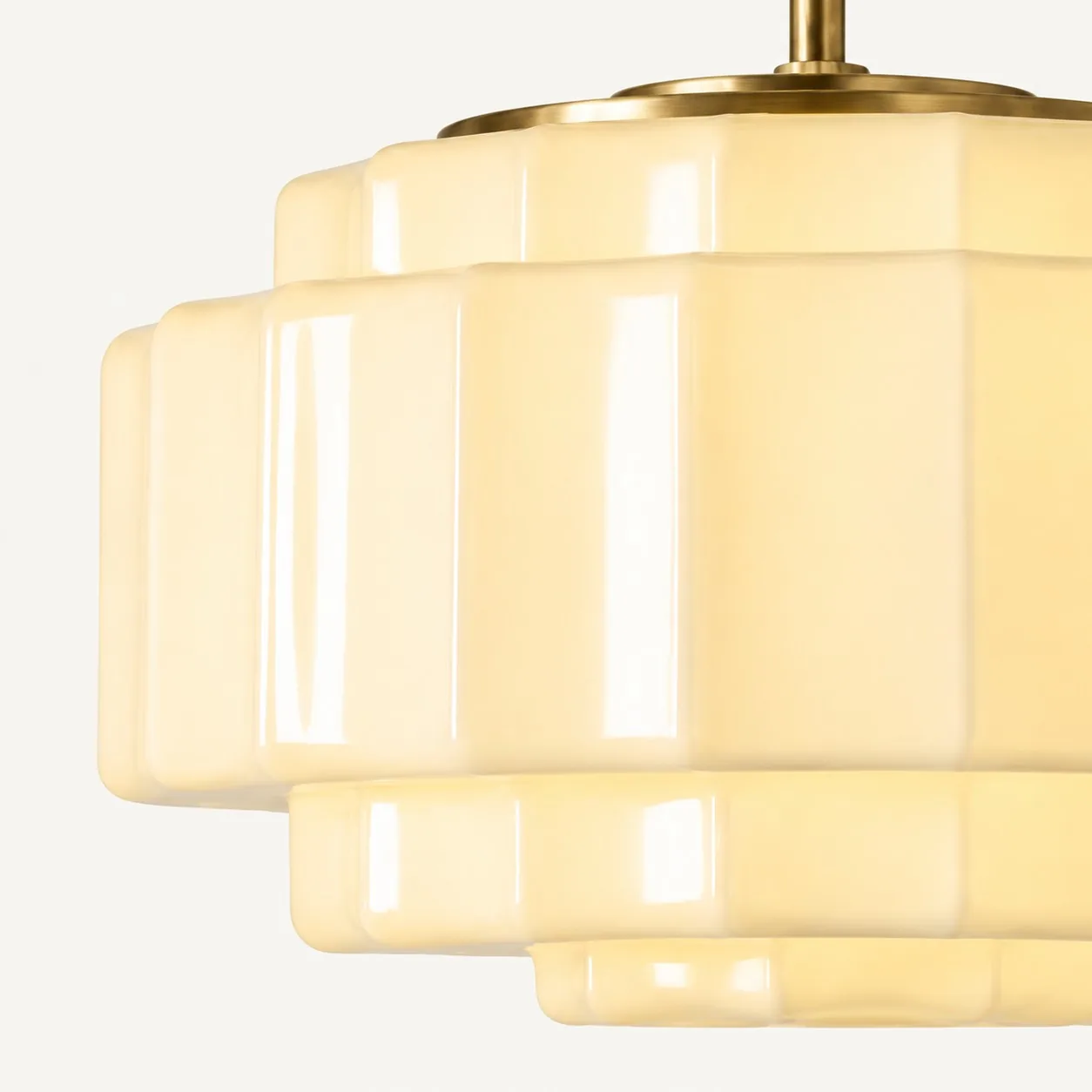 Cascira tiered opal glass shade with antique brass cap
