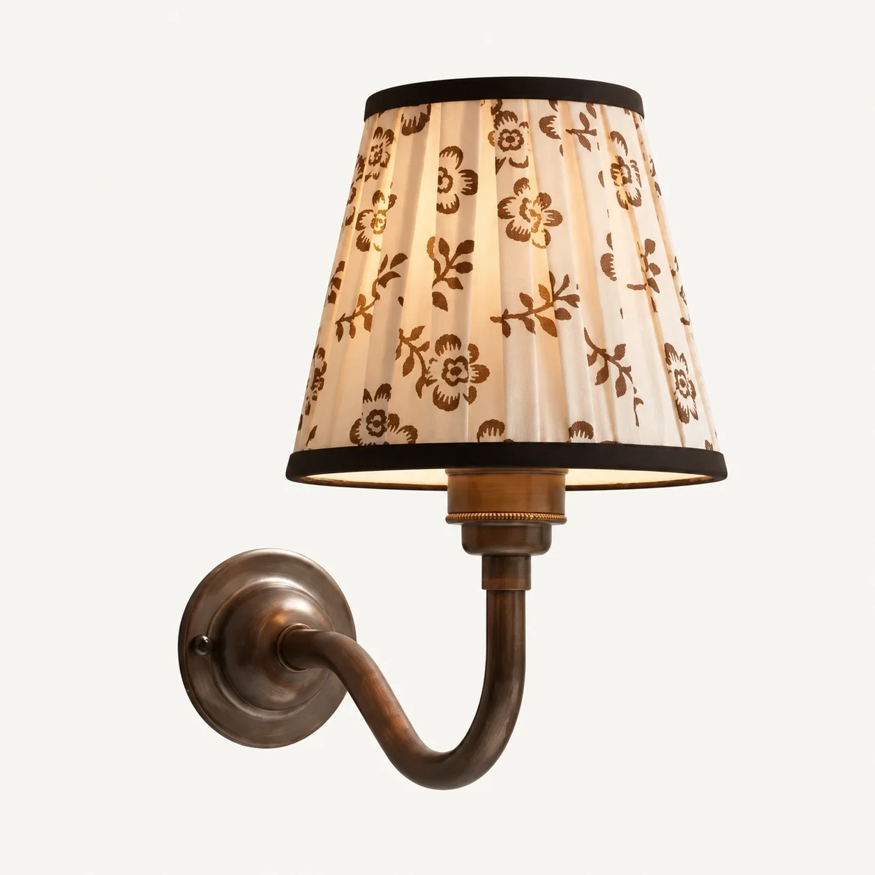 Solmire Fabric Wall Sconce — Vintage Linen Curved Arm for Bedroom — image 1