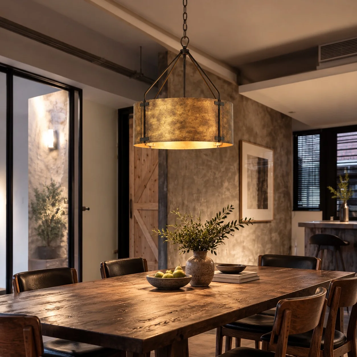 Ferrona Vintage Industrial Distressed Drum Pendant Light — image 2