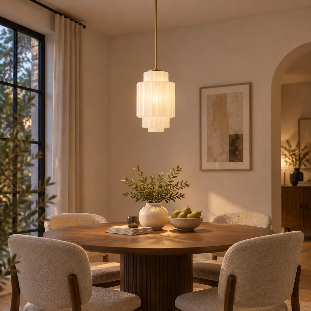 Cascira Antique Brass Tiered Glass Pendant Light — image 8