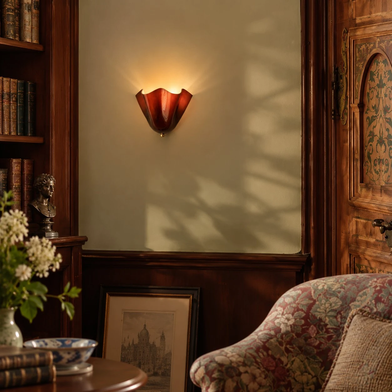 Velora Shell Wall Light — Hand-Blown Glass & Ceramic Sconce — image 12