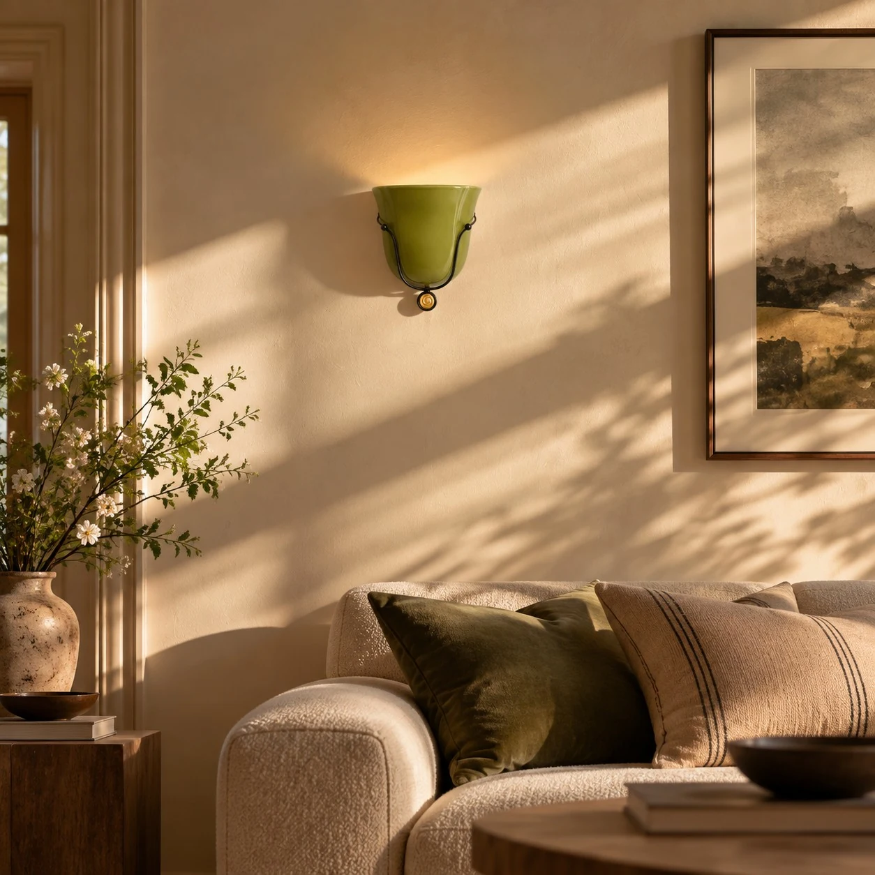 Velora Shell Wall Light — Hand-Blown Glass & Ceramic Sconce — image 8
