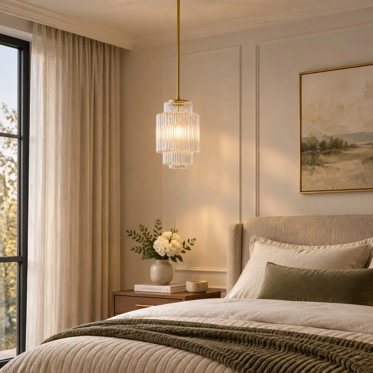 Cascira Antique Brass Tiered Glass Pendant Light — image 14