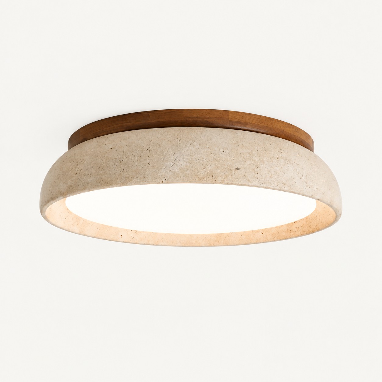 Shallow Drum travertine ceiling light
