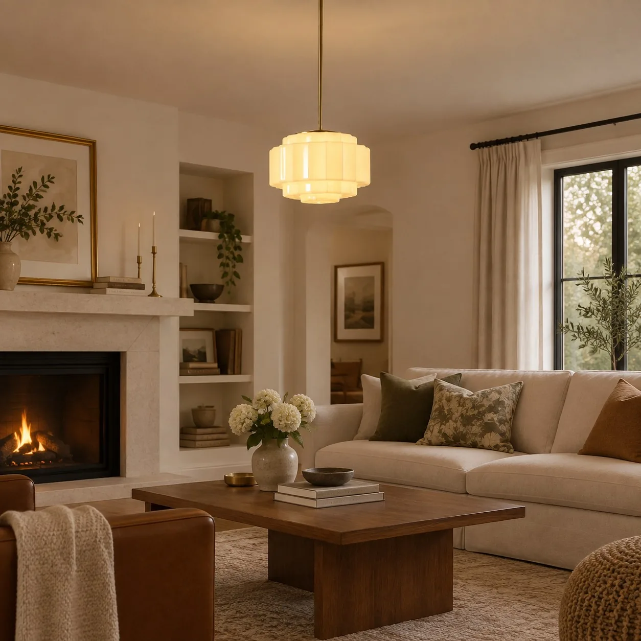 Cascira Antique Brass Tiered Glass Pendant Light — image 9