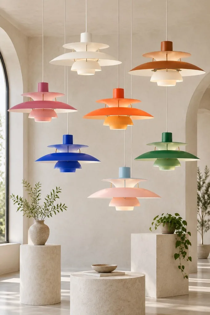 Orbira layered disc pendants in a color cluster