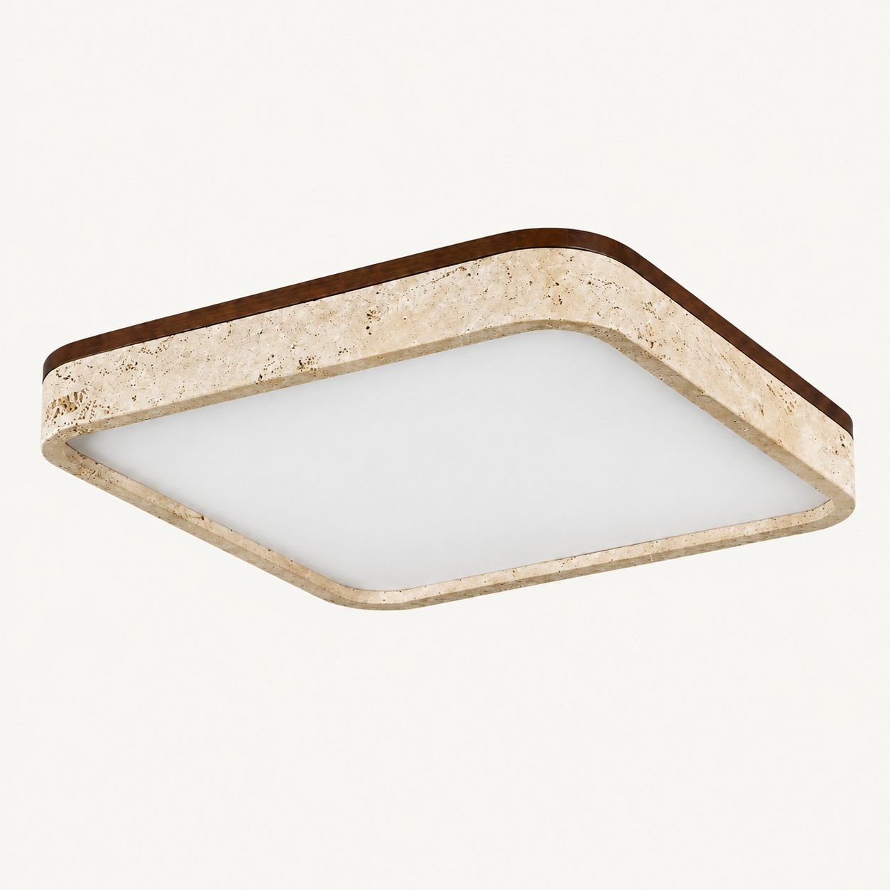 Square travertine ceiling light