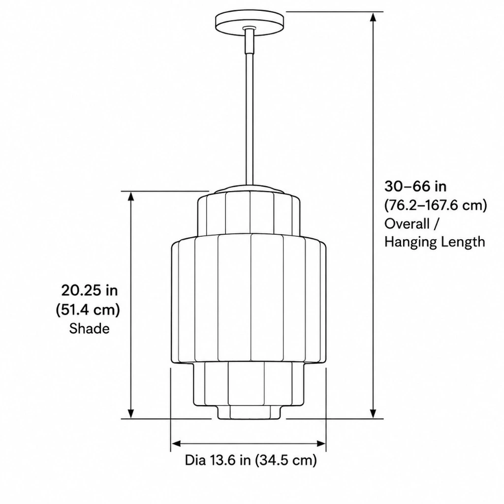 Cascira Large size diagram · Dia 13.6 in · H 30–66 in
