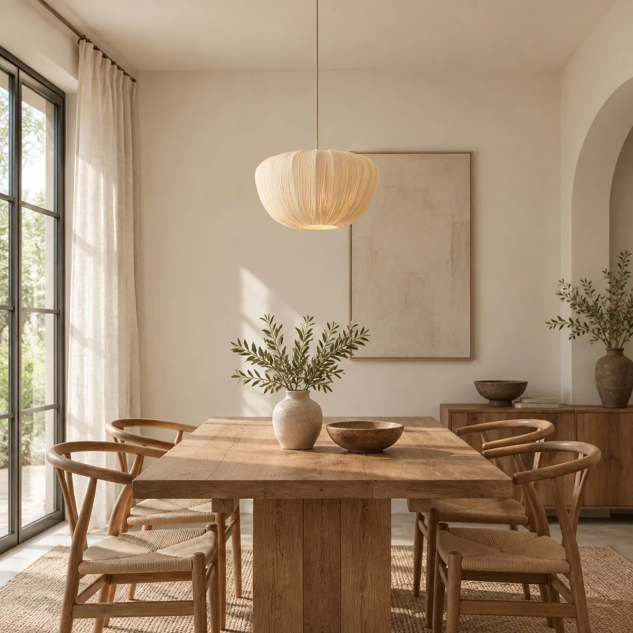Linara Soft Linen Curved Frame Pendant Light — image 5