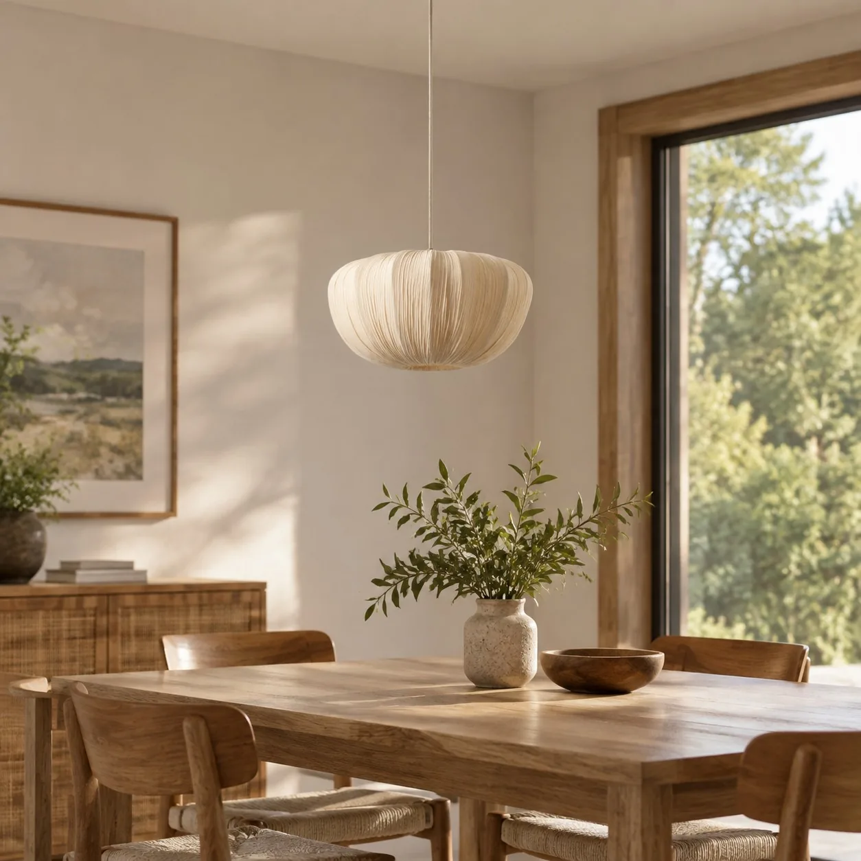 Linara Soft Linen Curved Frame Pendant Light — image 7