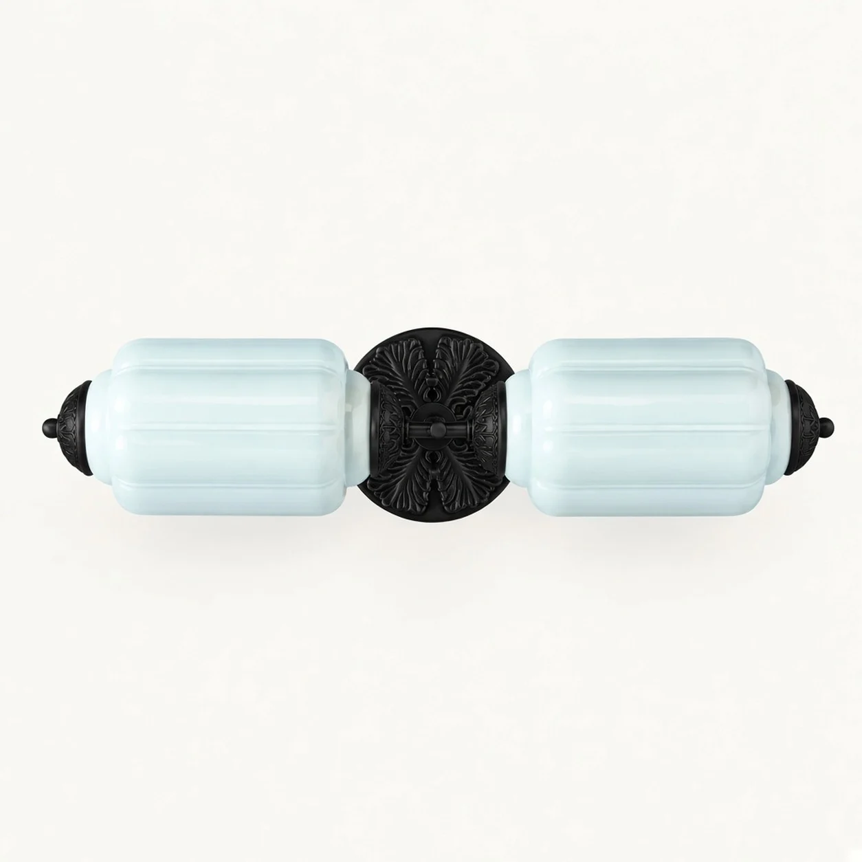 Eloise Vintage Milk Glass Wall Sconce — Double Sconce Blue/Black