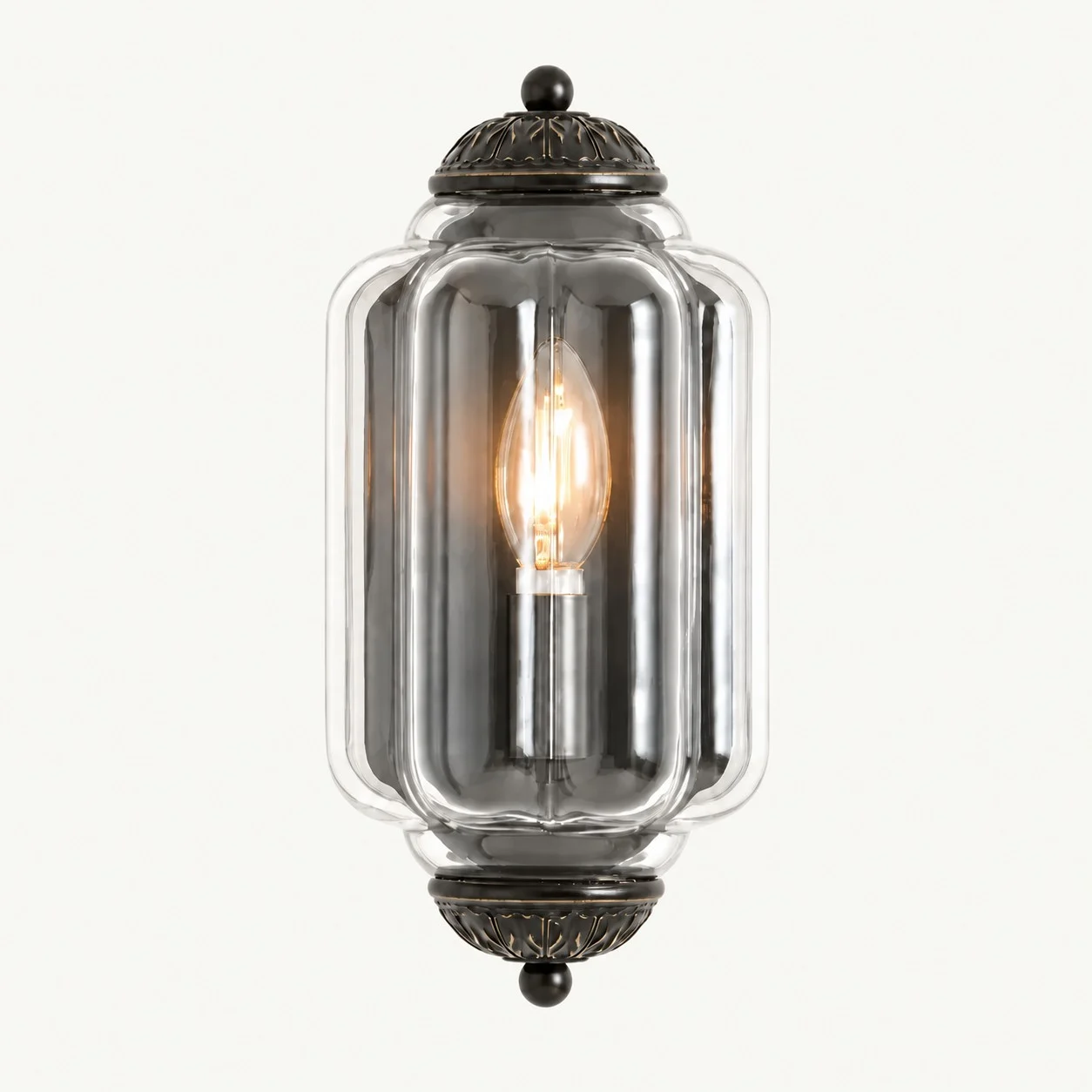 Eloise Vintage Milk Glass Wall Sconce — Regular Clear/Black