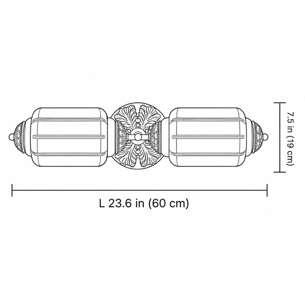 Eloise double sconce line drawing with dimensions