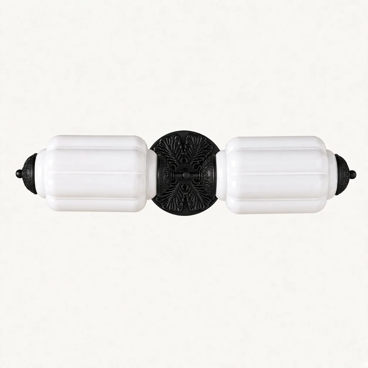 Eloise Vintage Milk Glass Wall Sconce — Double Sconce White/Black