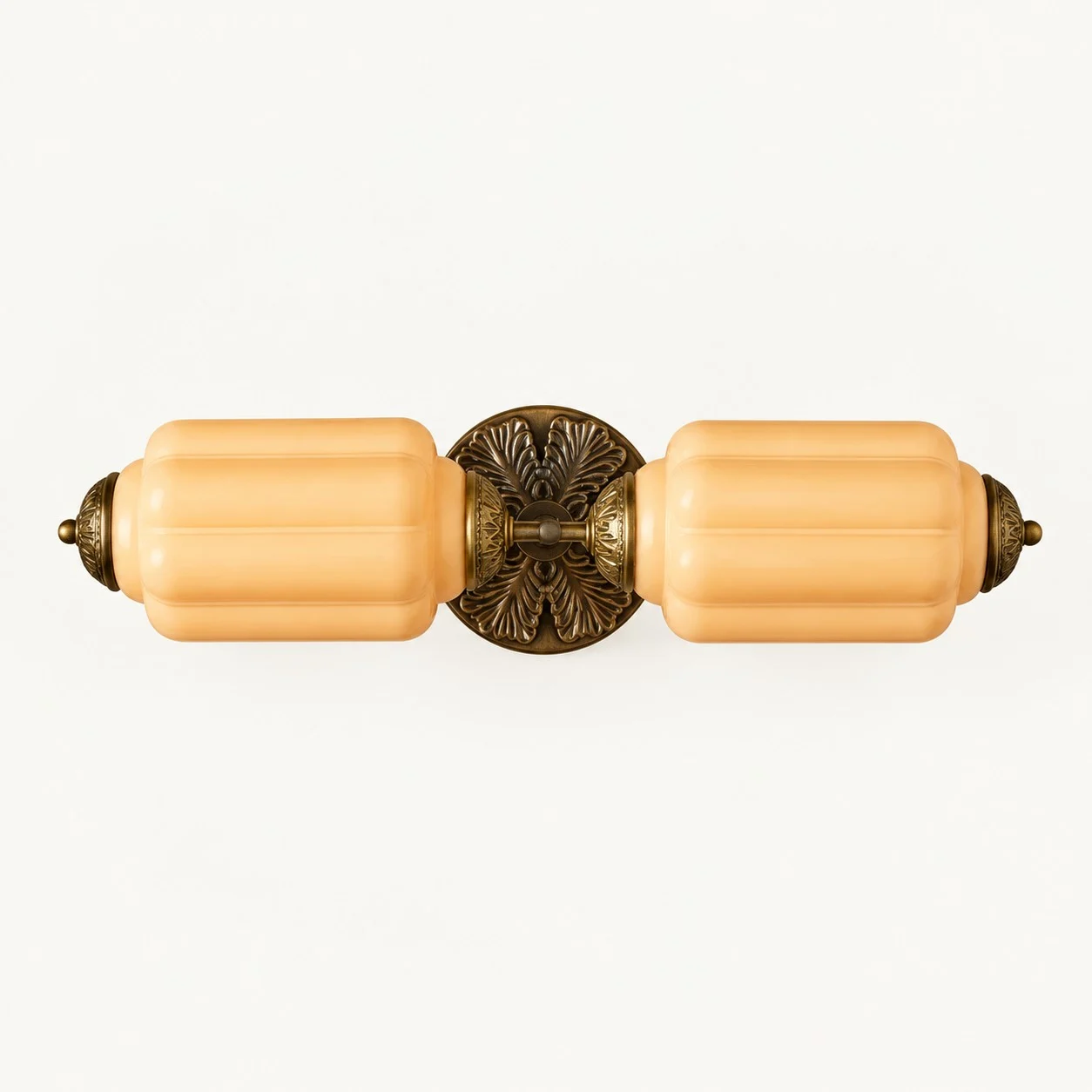 Eloise Vintage Milk Glass Wall Sconce — Double Sconce Orange/Brass