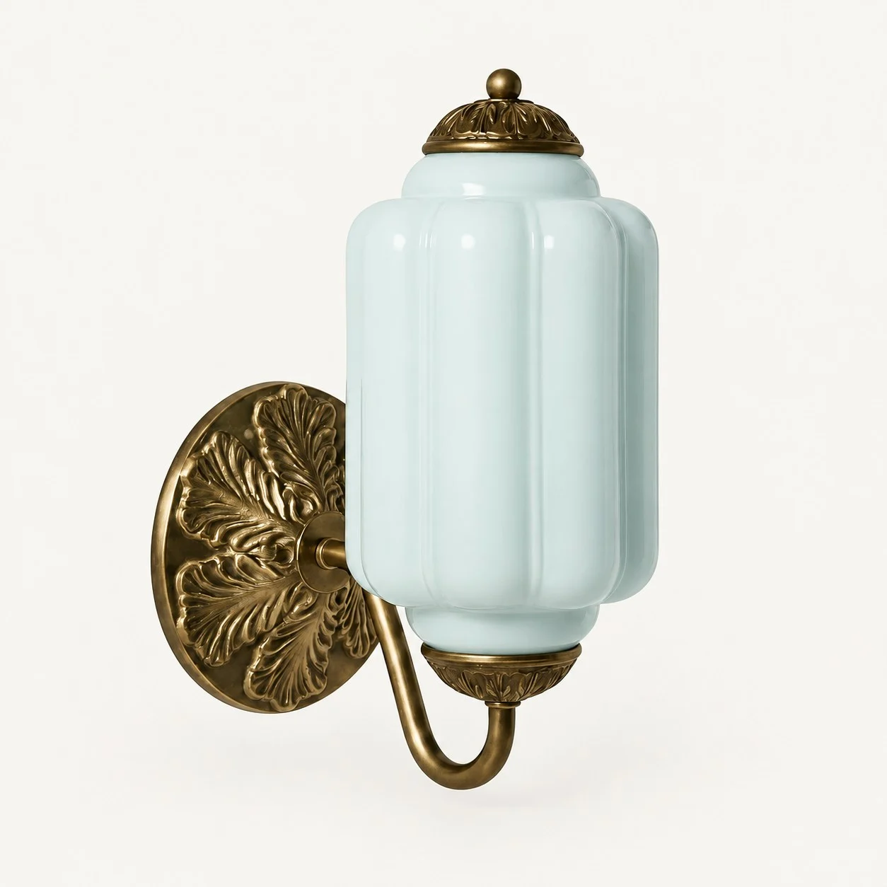 Eloise Vintage Milk Glass Wall Sconce — Wall Sconce Blue/Brass