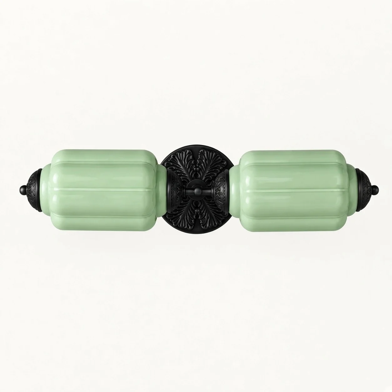 Eloise Vintage Milk Glass Wall Sconce — Double Sconce Green/Black