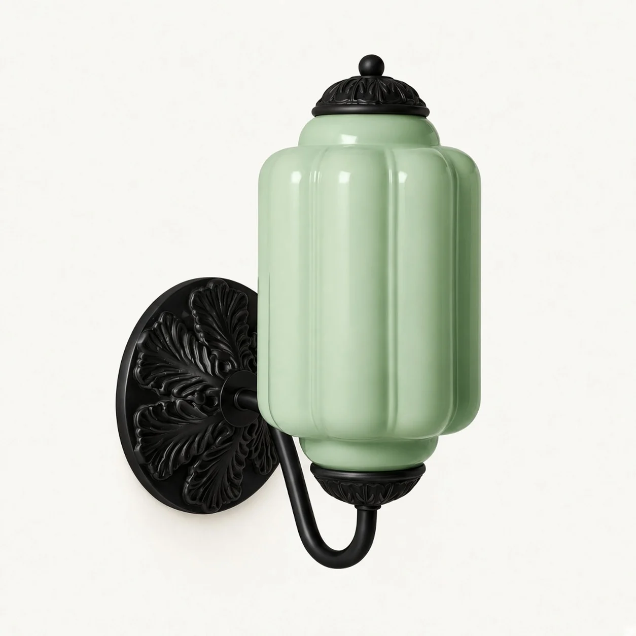 Eloise Vintage Milk Glass Wall Sconce — Wall Sconce Green/Black