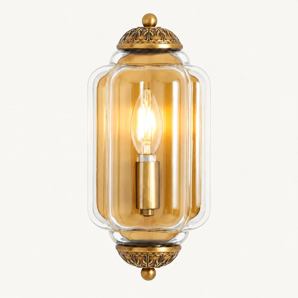 Eloise Vintage Milk Glass Wall Sconce — Regular Amber/Brass