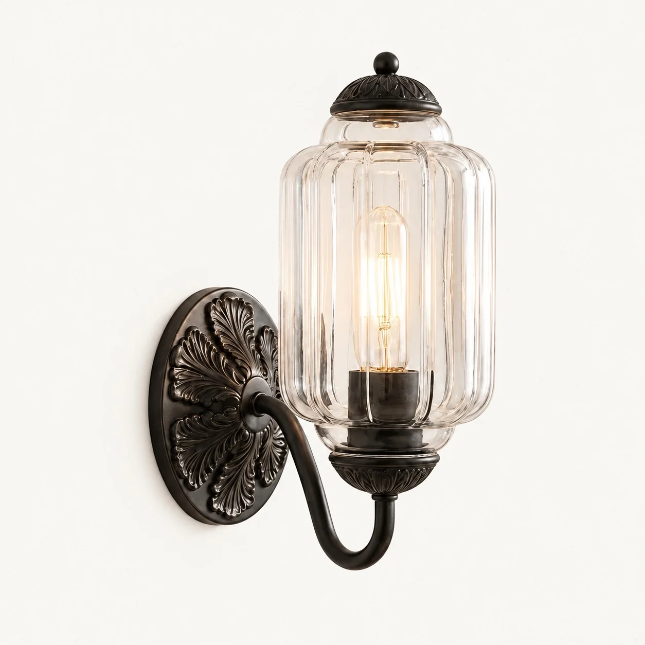 Eloise Vintage Milk Glass Wall Sconce — Wall Sconce Clear/Black